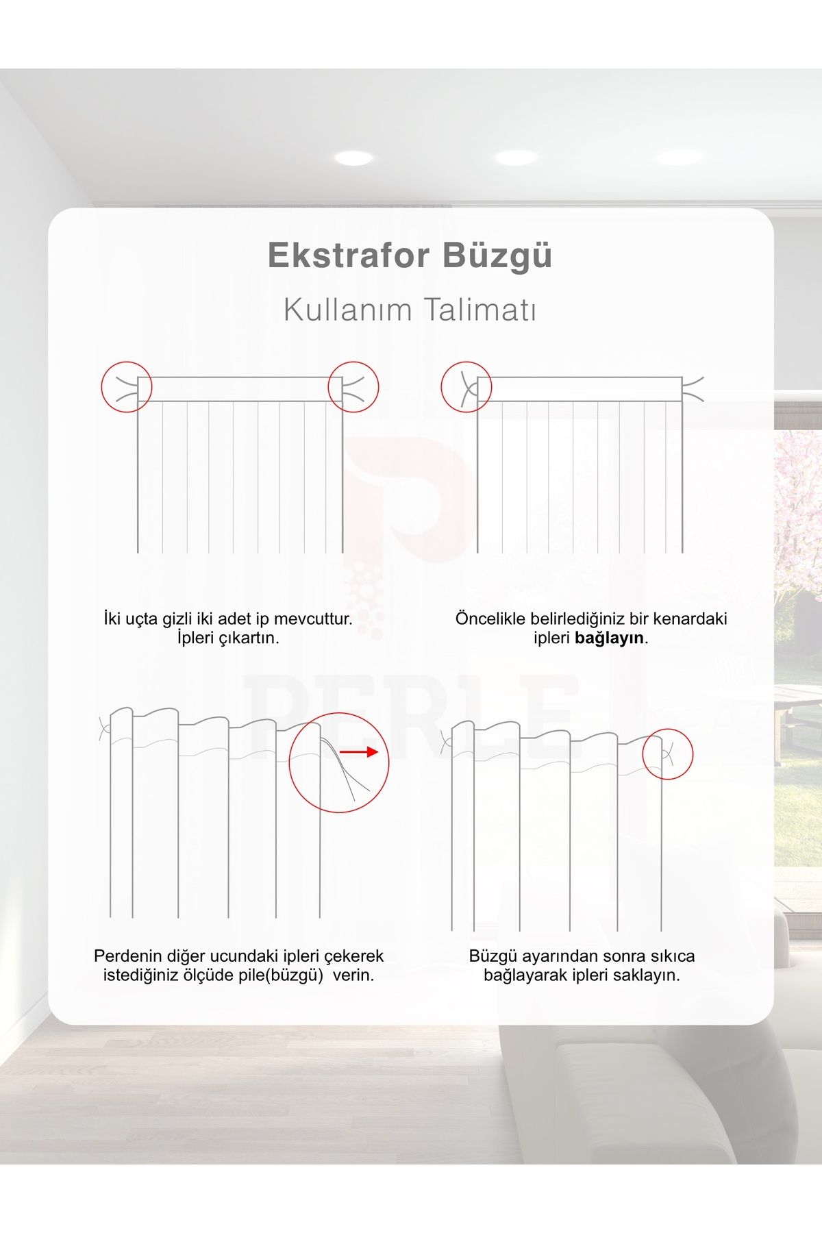 Ekru Renk Keten Görünümlü Düz Tül Perde Ütü Istemez