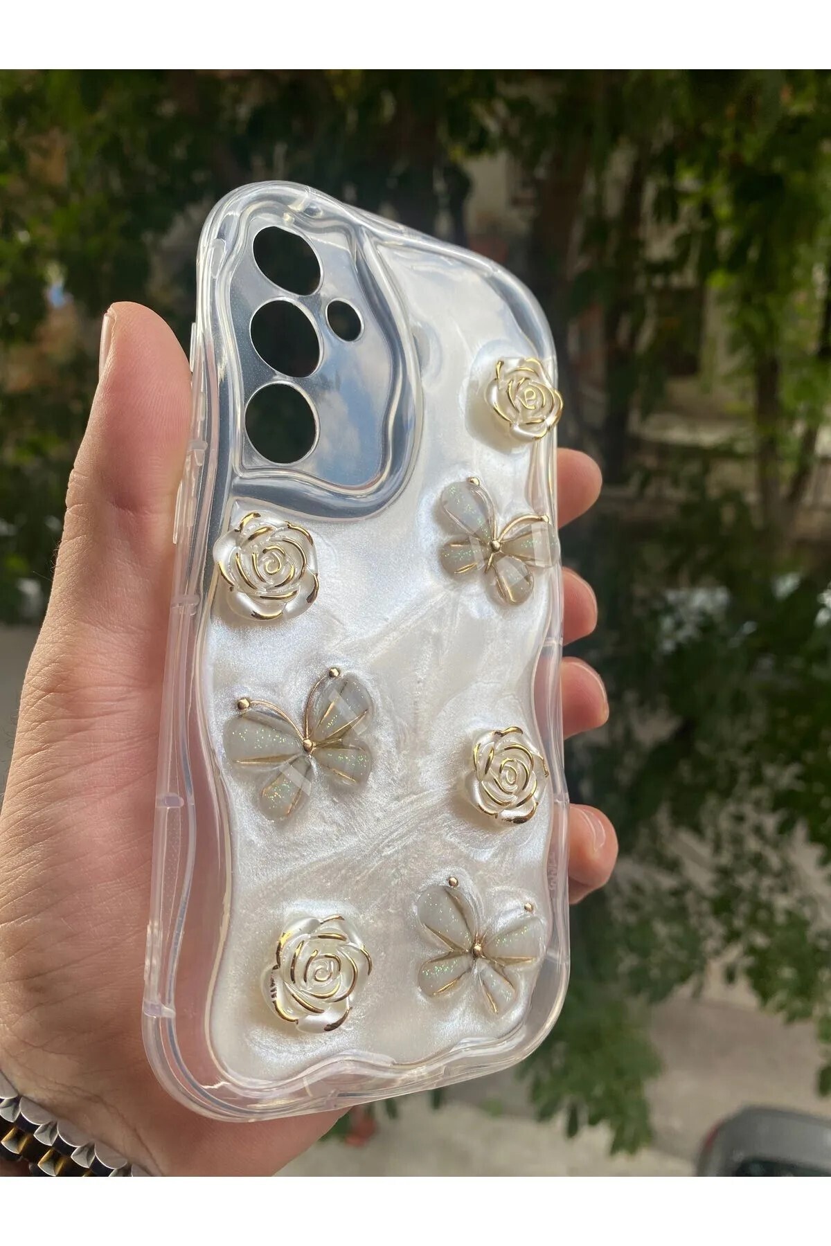 سامسونگ Galaxy S24 Fe سازگار با 5D 5D Butterfly Butterfly Flower Edges Edgen