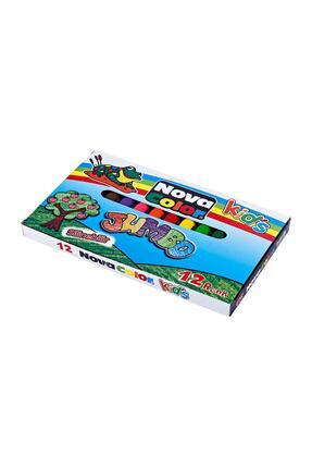 Jumbo Mum Boya Üçgen 12 Renk Karton Kutu 12 Renk Crayon Novacolor Jumbo Üçgen Mum Boya 12 Renk Image 0