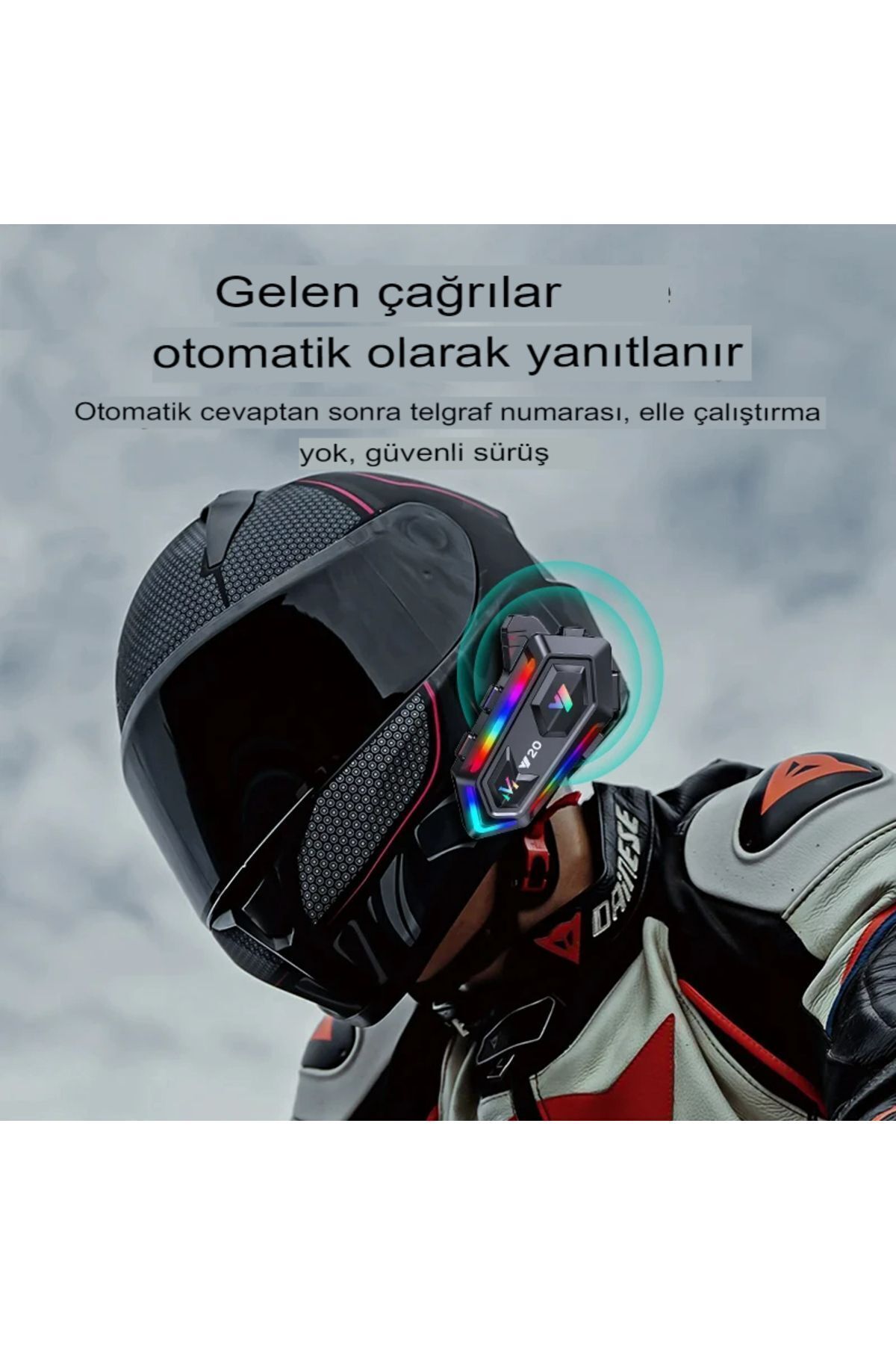 RGB Işıklı Bluetooth Motosiklet İntercom Kask kulaklık BT5.3 Stereo Su Geçirmez Kulaklık