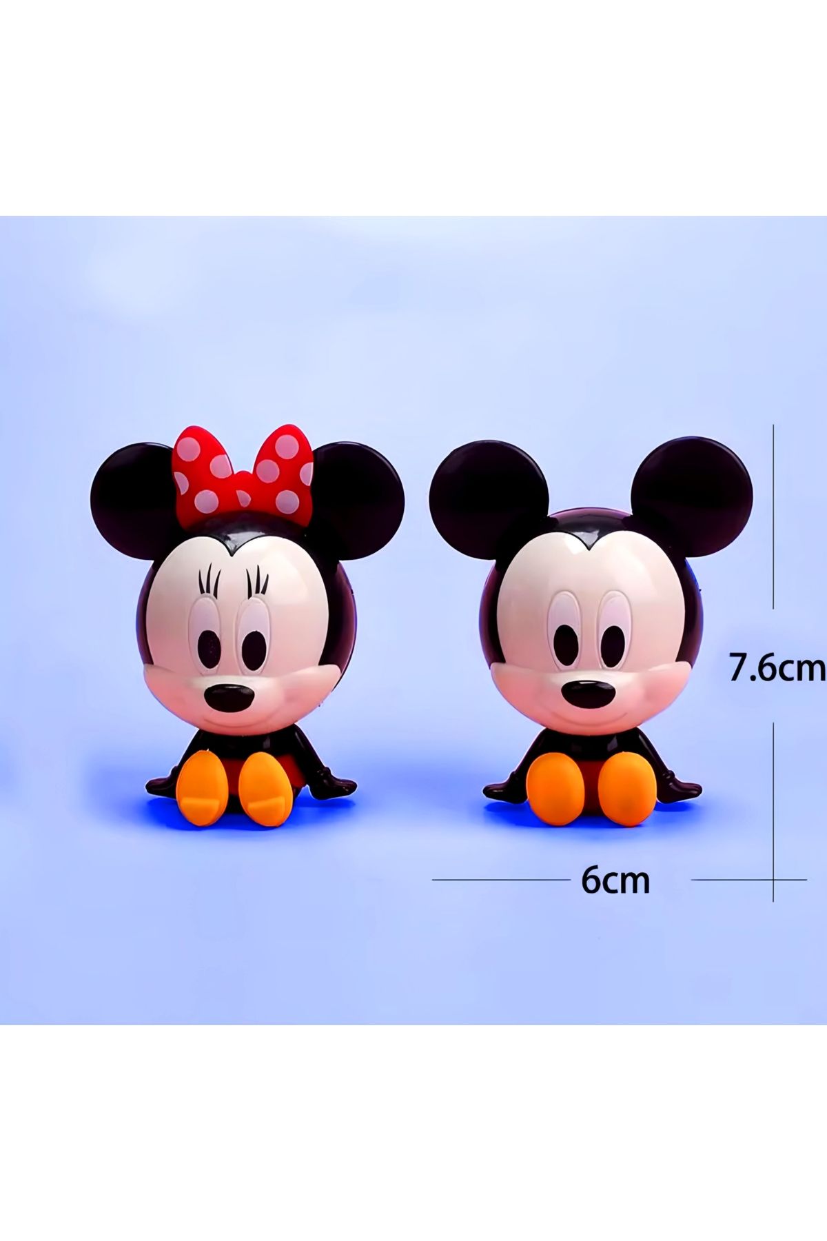 Sevimli Minnie ve Mickey Mouse 2'li Figür Seti - 6 cm X 7.6 cm