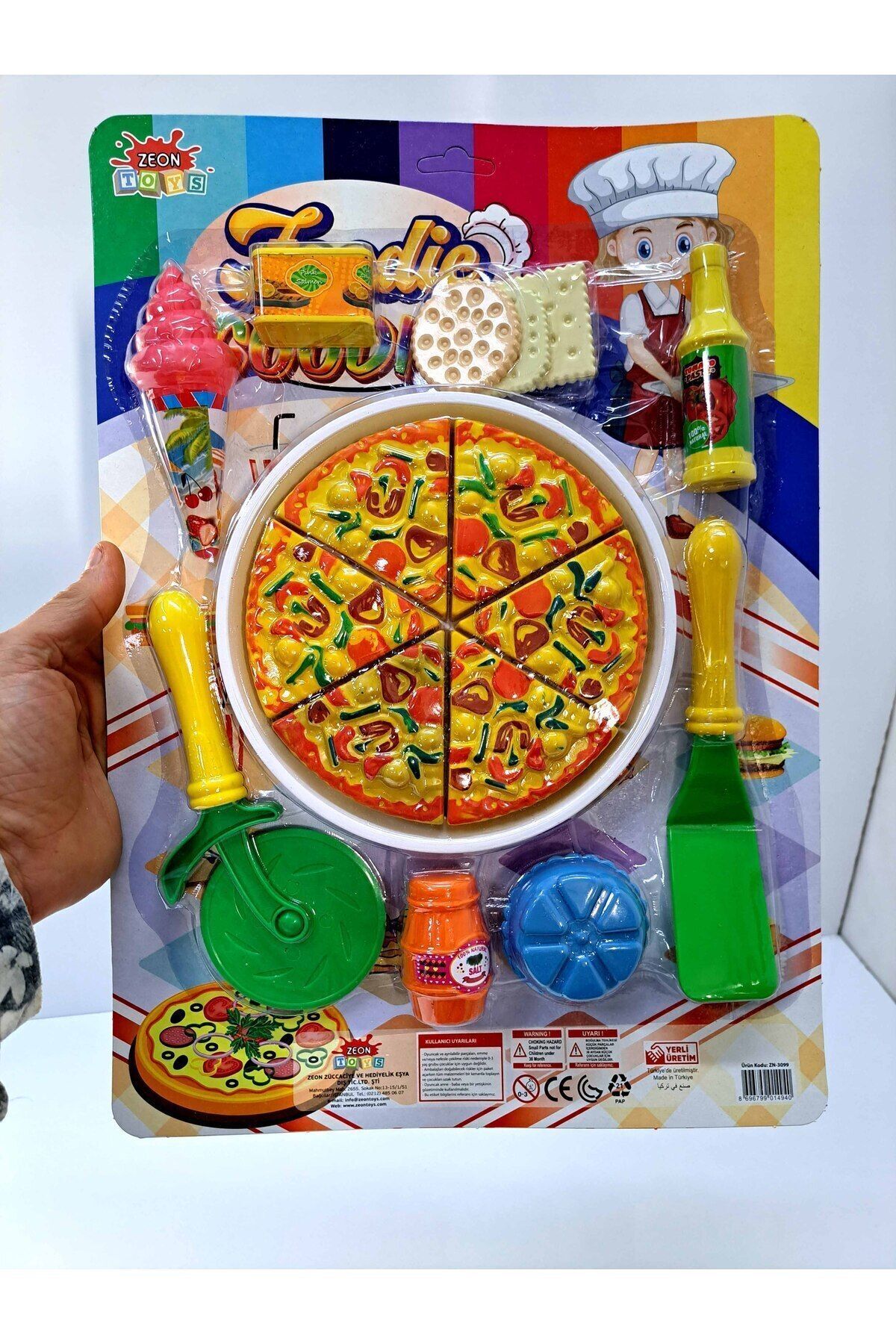 Pizza Set 17 parça Tepsili kesici spatula 6 dilim pizza tuz bisküvi 44x31cm Mutfak Aşçılık Oyuncak