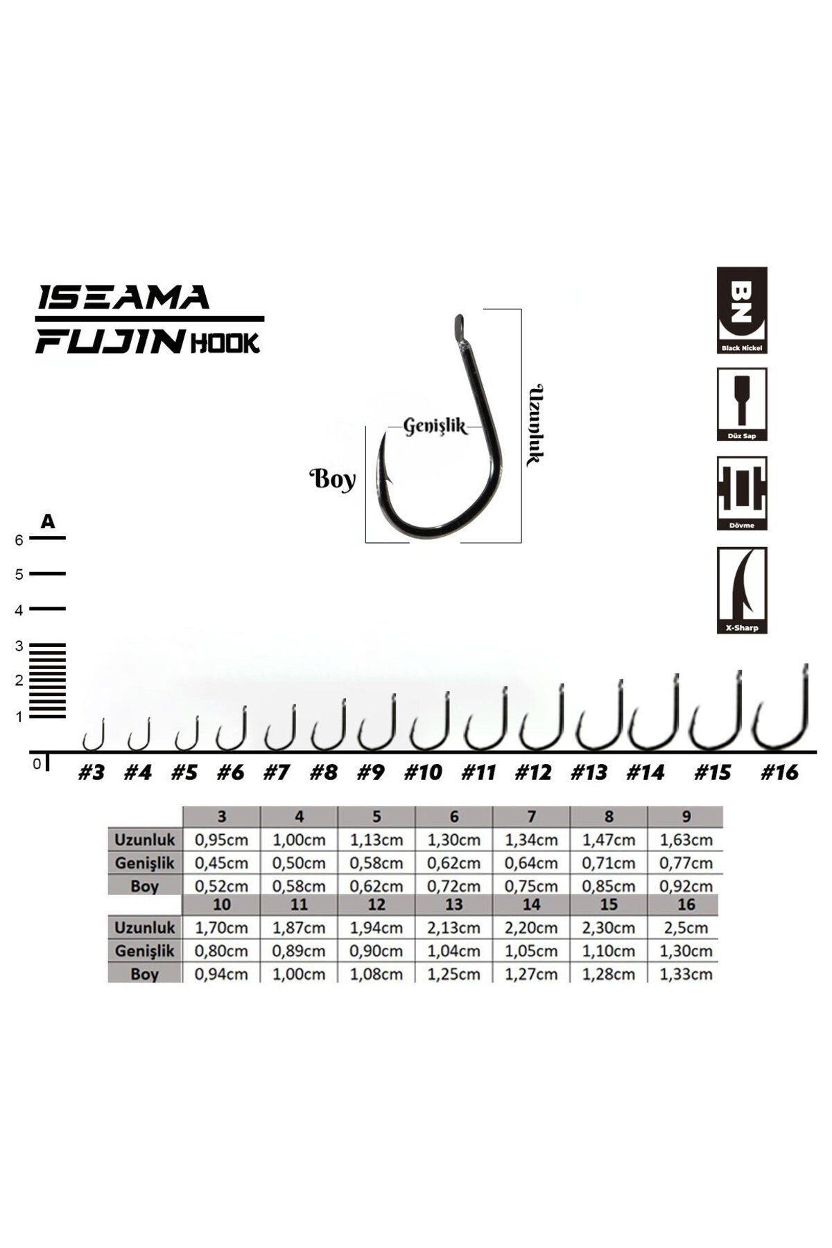 Iseama Deliksiz Düz Olta Kancası 3 No