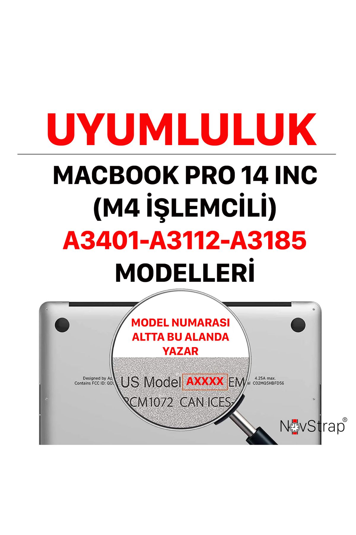 Apple MacBook Pro 14 inç M4 A3401 A3112 A3185 ile Uyumlu Türkçe Klavye Koruyucu Kılıf Şeffaf