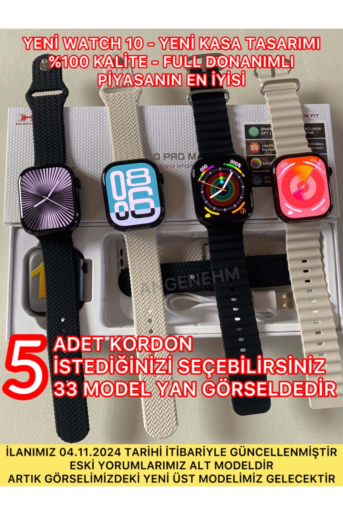 Angenehm Yeni Watch 10 Hk10Pro Max (5 KORDON...