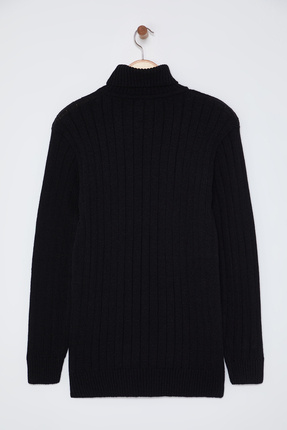 Siyah Gri  Slim Balıkçı Yaka 2 li Paket Triko Kazak TEDAW25KZ00050 Image 4