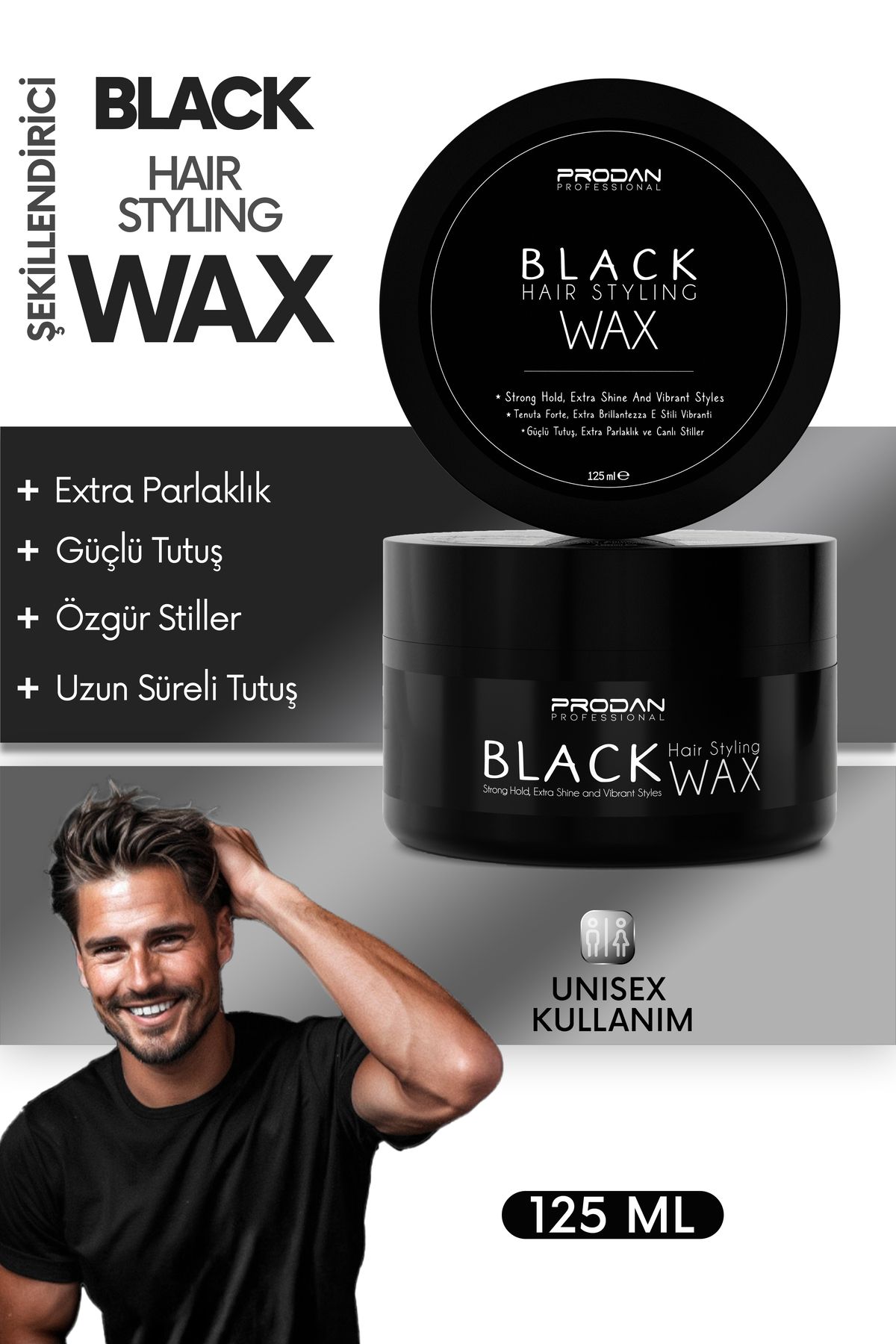 Saç Şekillendirici | Black Wax | Extra Parlaklık | 125ml