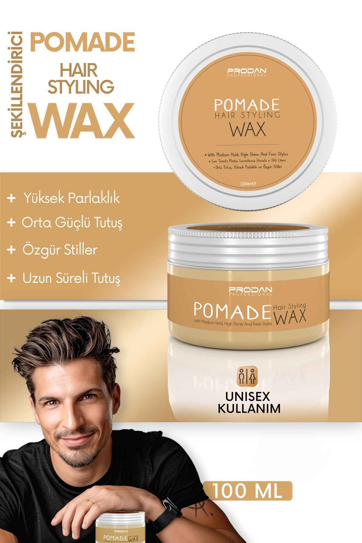 Saç Şekillendirici Pomade Wax | Yüksek Parlaklık - 100ml