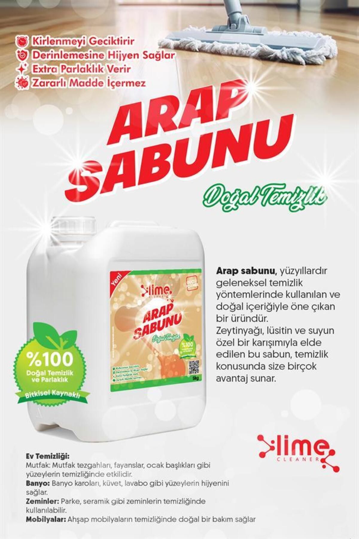 Arap Sabunu Derinlemesine Doğal Temizlik 1 Litre