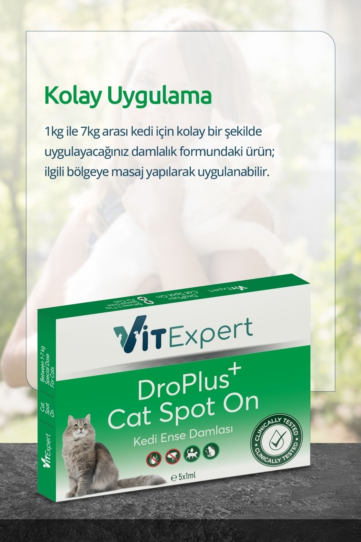 Droplus Kedi Damlası Pire Dış Parazit Bit Kene Deri Bakımı Için Bitkisel Damla ( 1-7 Kg ) 5 Tüp