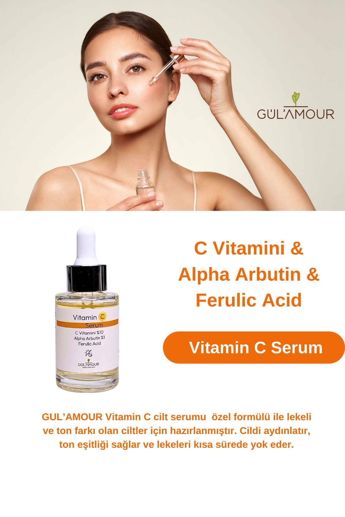 C Vitamini Aydınlatıcı- Leke önleyici- Cilt tonu dengeleyici Cilt serumu