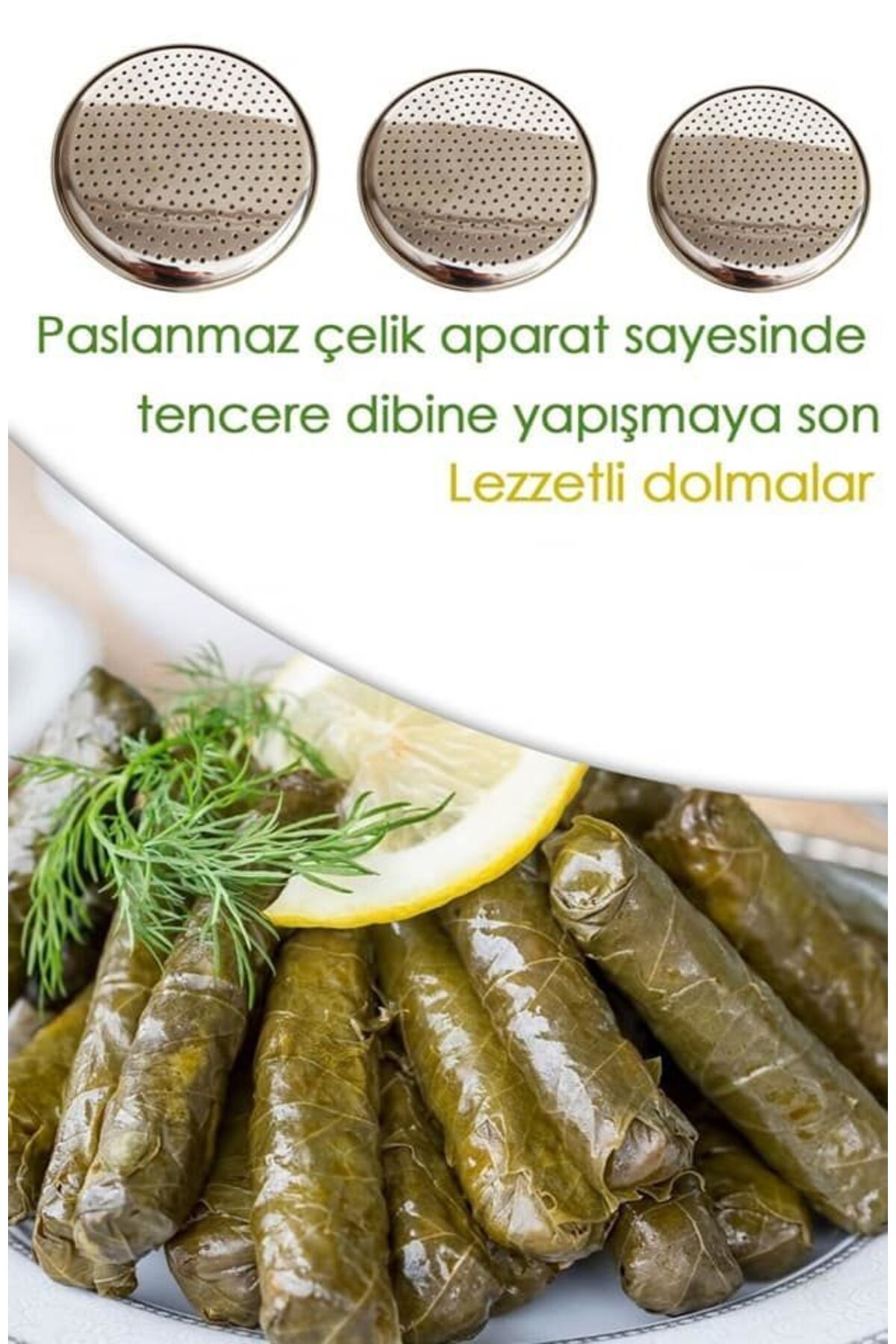 Harun 3'lü Paslanmaz Çelik Dolma Sarma Aparatı Tencere Altlığı Süzgeç