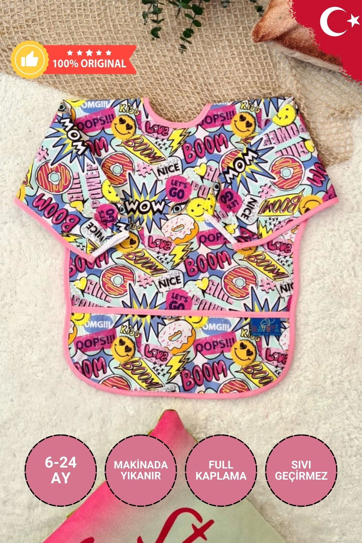 BabydonatBoom Desenli SıvıGeçirmez Unisex Akt...