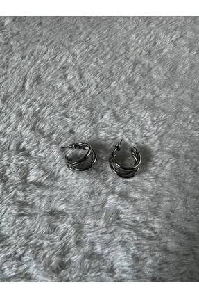 KARSEL STORE Üçlü Ayrık Minimalist Silver Küçük Boy Kadın Küpe Image 0