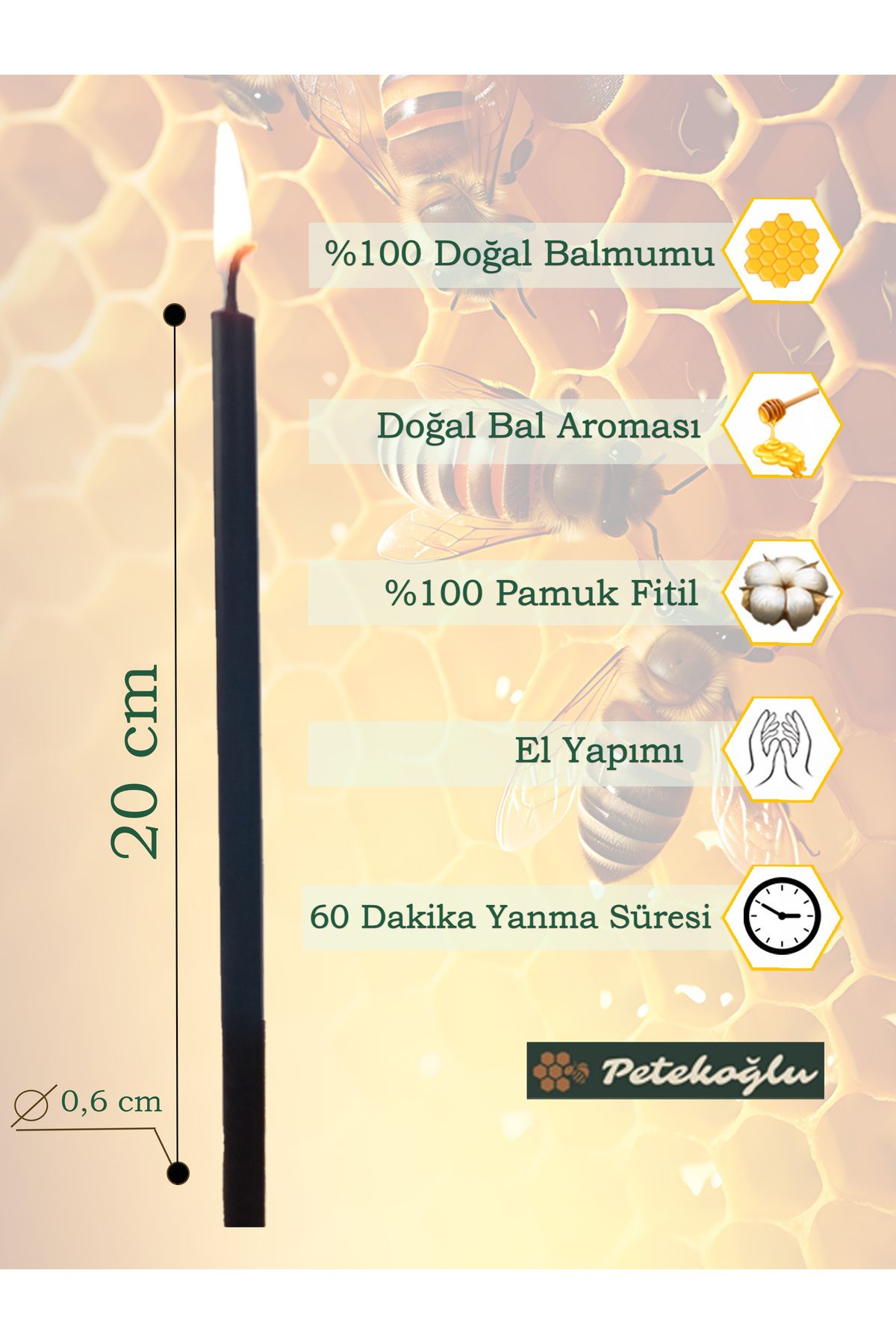 Balmumu Mum 100 Adet Dilek Mumu Doğal Petek Ritüel Parti Mumu Doğum Günü Yeni Yıl Beeswax