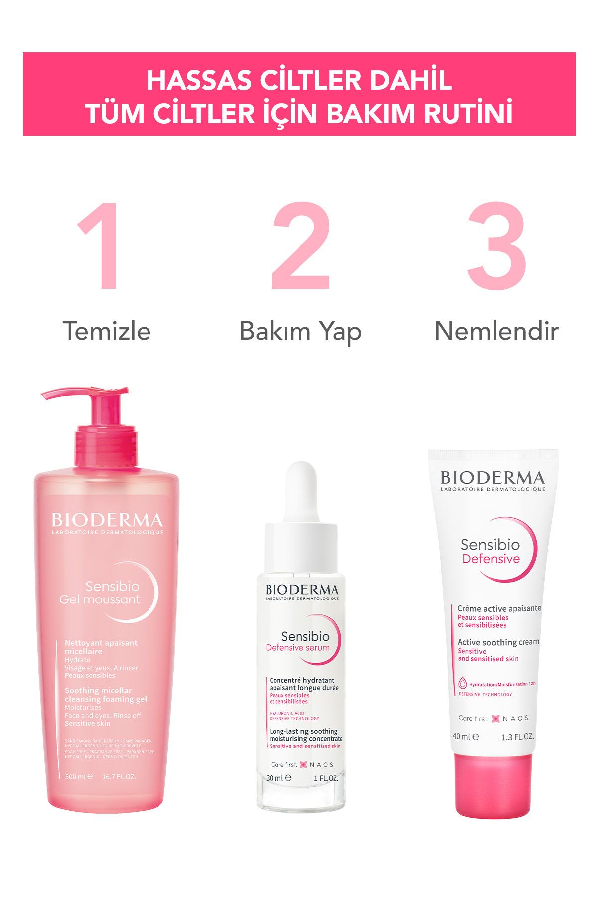 Sensibio Foaming Gel Hassas ve Normal Ciltler Durulanan Micellar Yüz Temizleme Jeli 500 ml