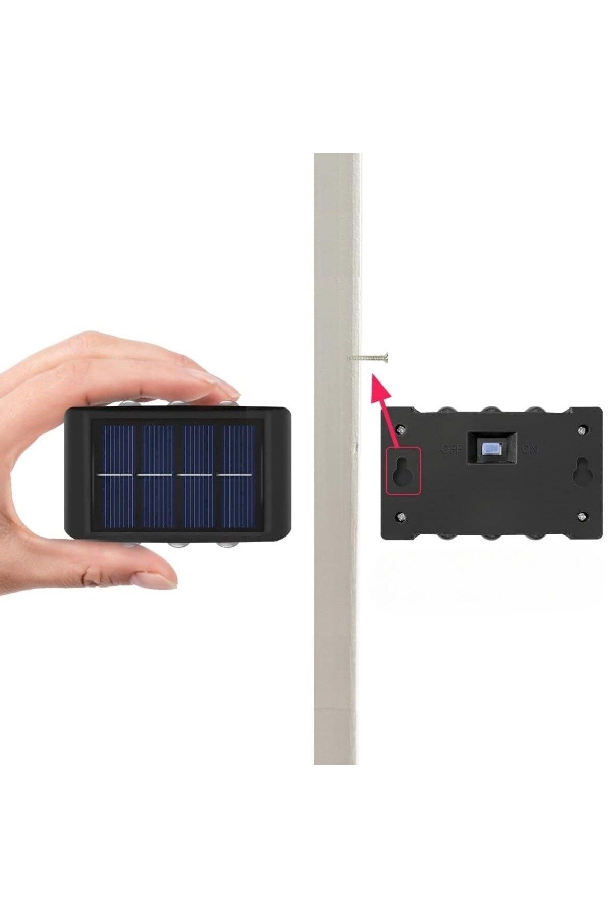 ® 6 Ledli Solar Güneş Enerjili Aplik Led, Dekoratif Duvar Monteli Gün Işığı Led