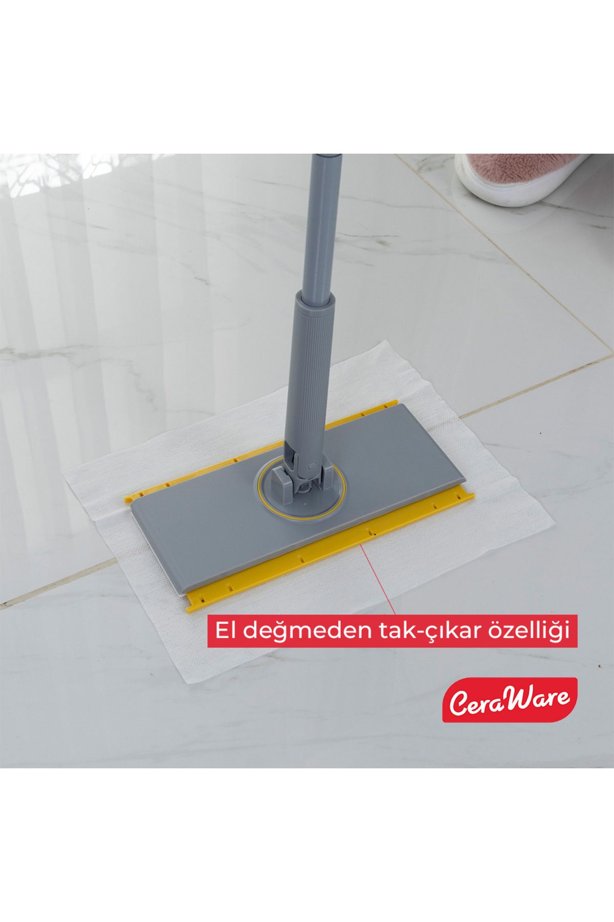 Pratica El Değmeden Takıp Çıkarılabilen Mop - Temizlik Bezleri ve Sleepy Havlulara Uyumlu