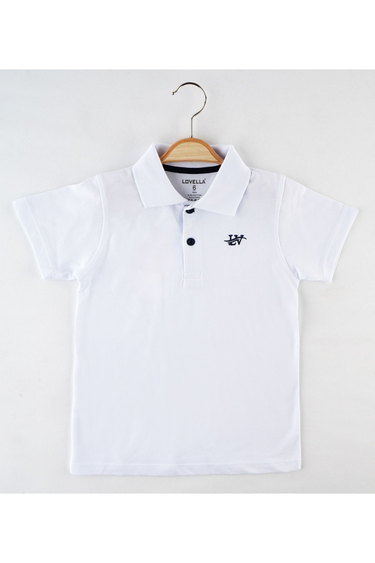 Polo Yaka Beyaz Okul T-shirt