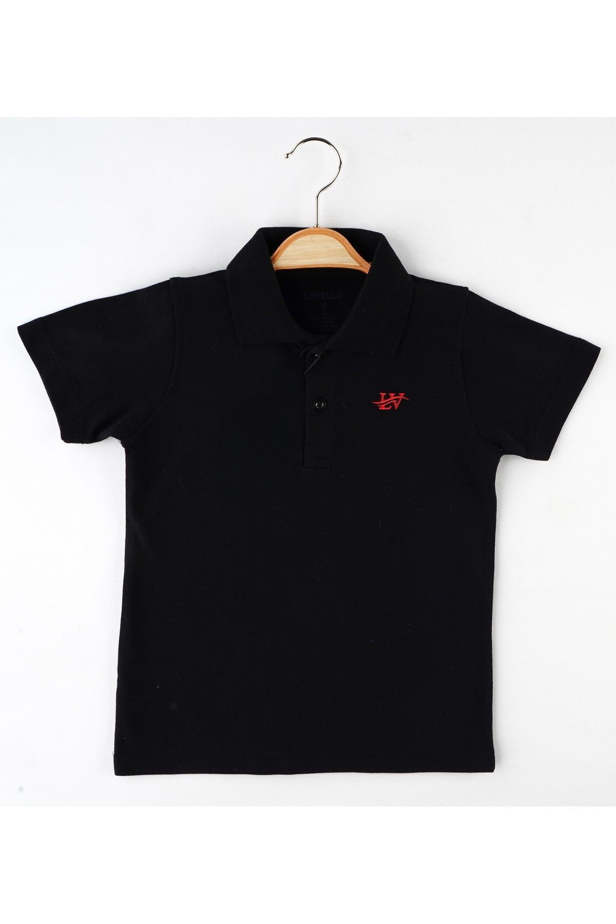 Polo Yaka Siyah Okul T-shirt