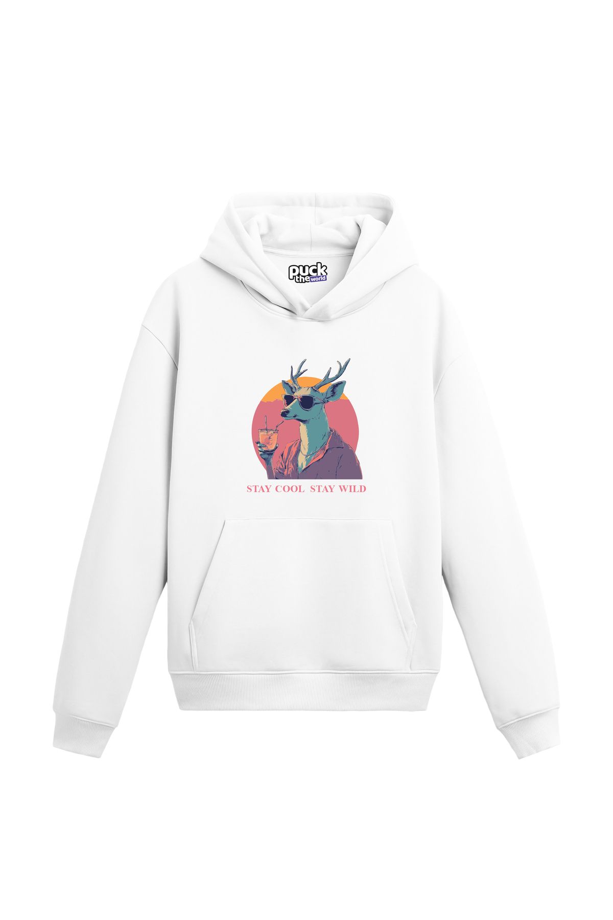 puck theworld Drunk DeerBaskılı Unisex Hoodie...