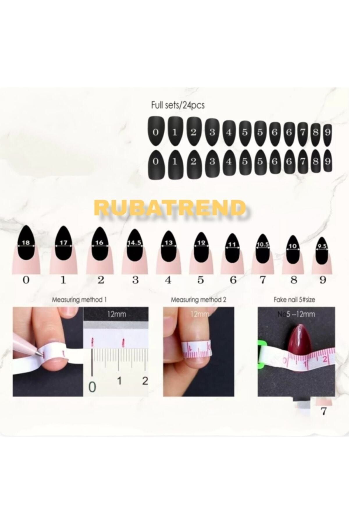 Kalıcı Nail Art Siyah Beyaz French Model Takma Tırnak Seti