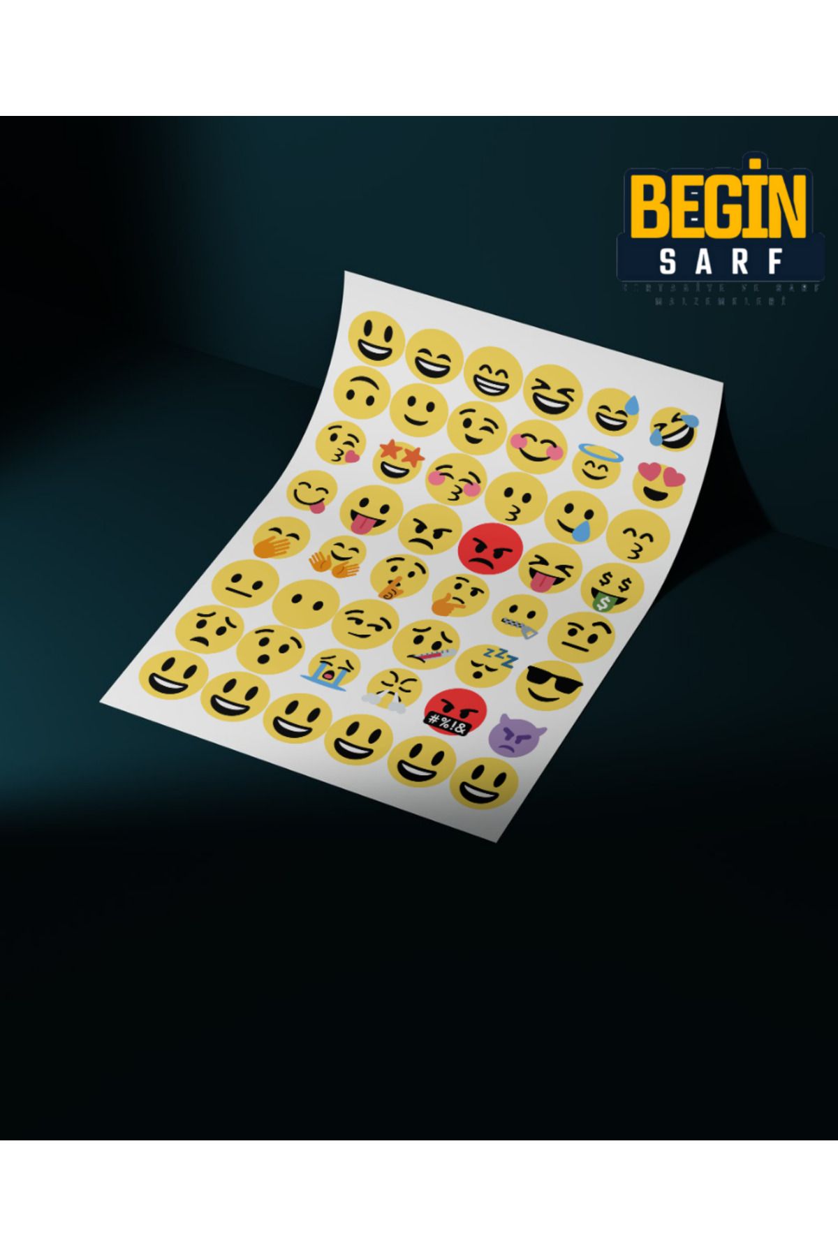 EMOJİ ETİKET STİCKER 3 CM 48 ADET