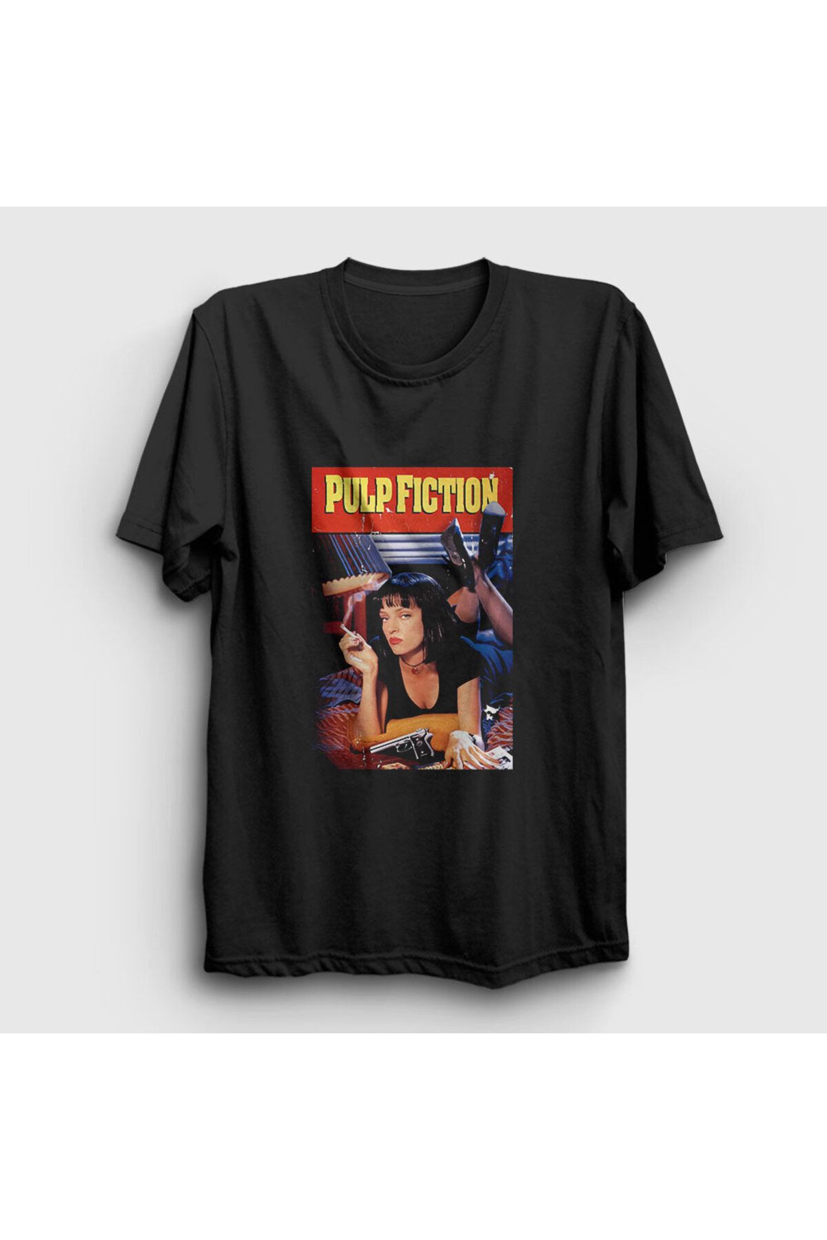 Presmono Unisex Siyah MiaFilm Pulp Fiction T-...