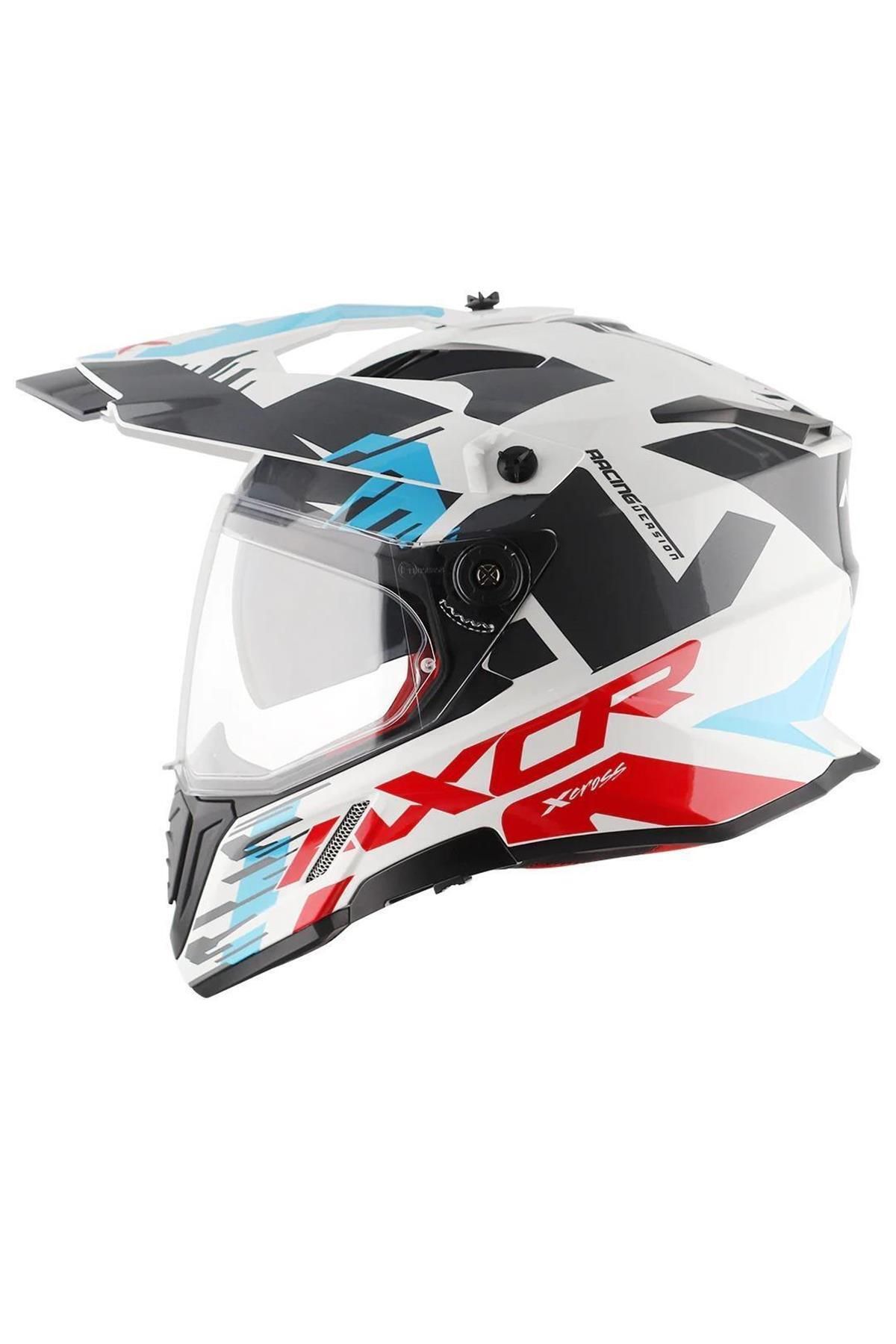 AXOR X-CROSS WHITE RED BLUEDUAL VISOR