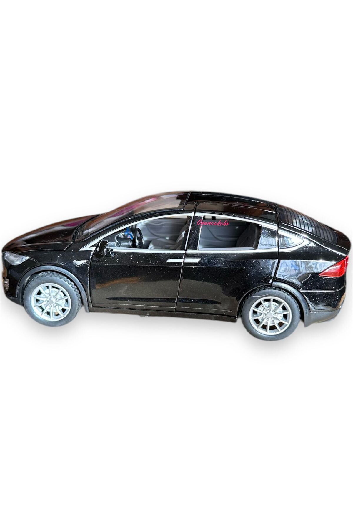 Tesla Model X Diecast Model Egzoz Duman Çıkarır Araba 1:22 Sesli Işıklı Kaput Bagaj Kapılar Açılır