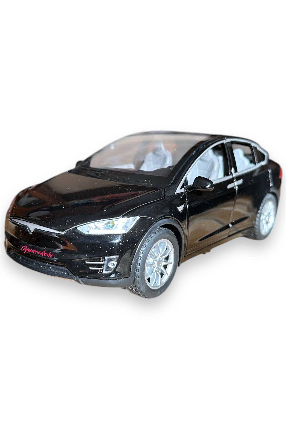 Tesla Model X Diecast Model Egzoz Duman Çıkarır Araba 1:22 Sesli Işıklı Kaput Bagaj Kapılar Açılır