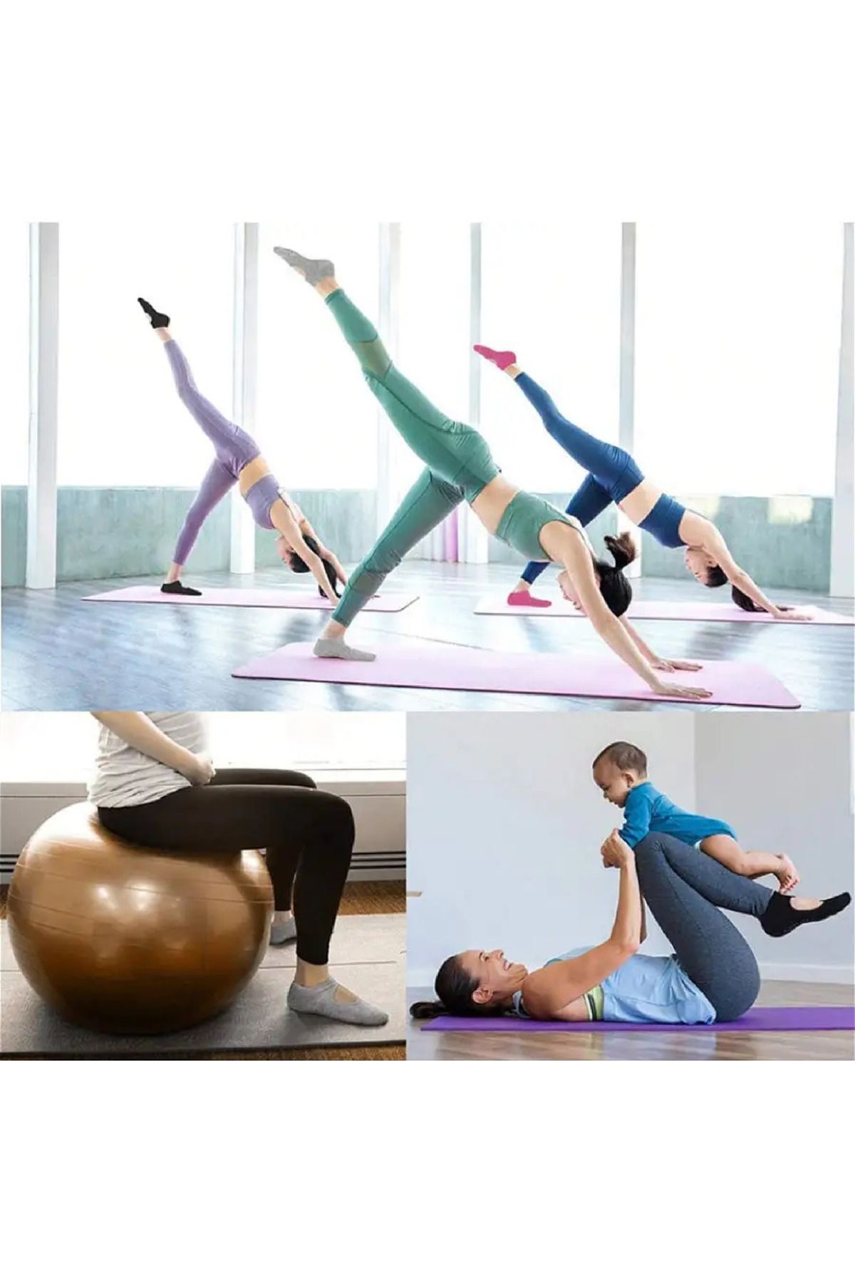 3 Çift Yoga & Pilates Kaydırmaz Tabanlı Dans Ve Spor Çorabı