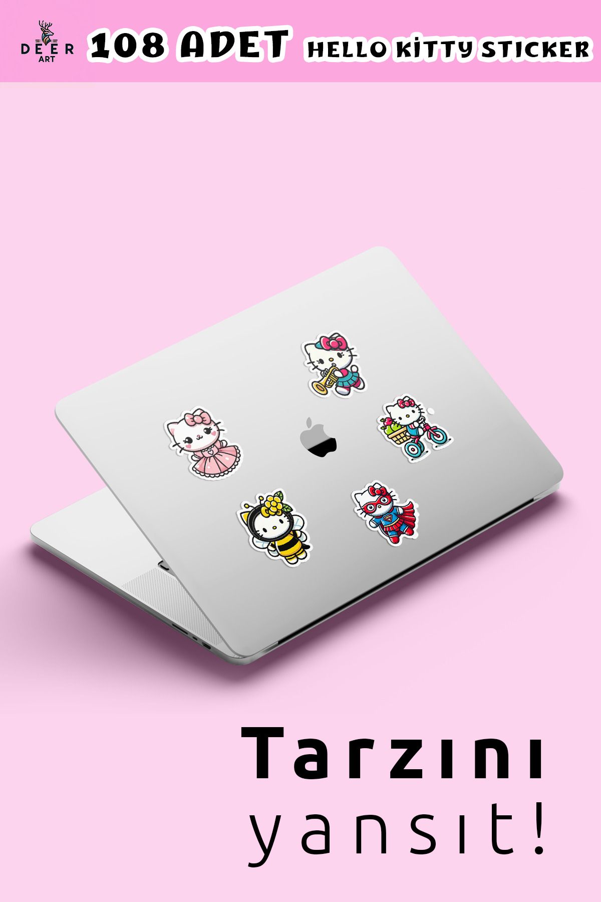 Hello Kitty Sticker Seti - 108 Adet - Eşsiz Tasarımlı - Planner, Ajanda, Laptop, Telefon Sticker