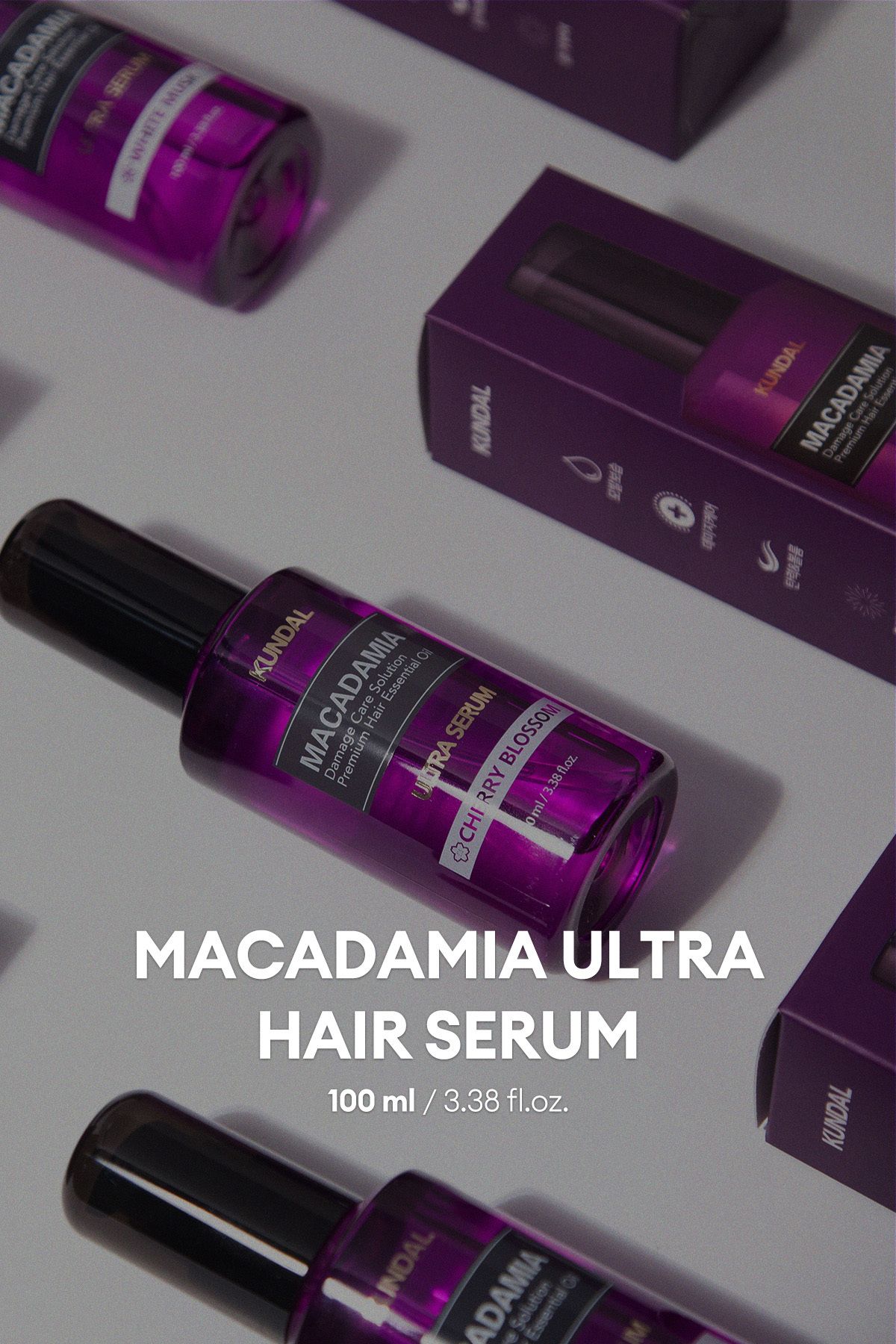 Kuru ve Yıpranmış Saçlara Onarıcı Bakım Serumu KUNDAL Macadamia Ultra Hair Serum 100ml (White Musk)