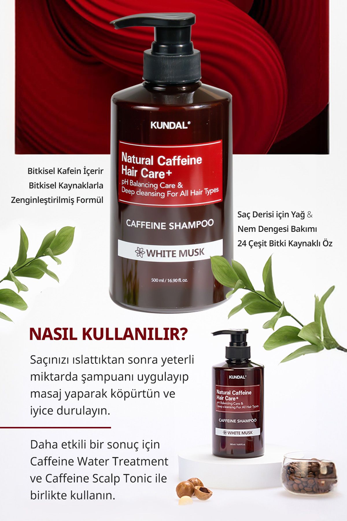 Kafein Içeren Dökülme Karşıtı Bakım Şampuanı Caffeine Shampoo 500ml (WHİTE MUSK)