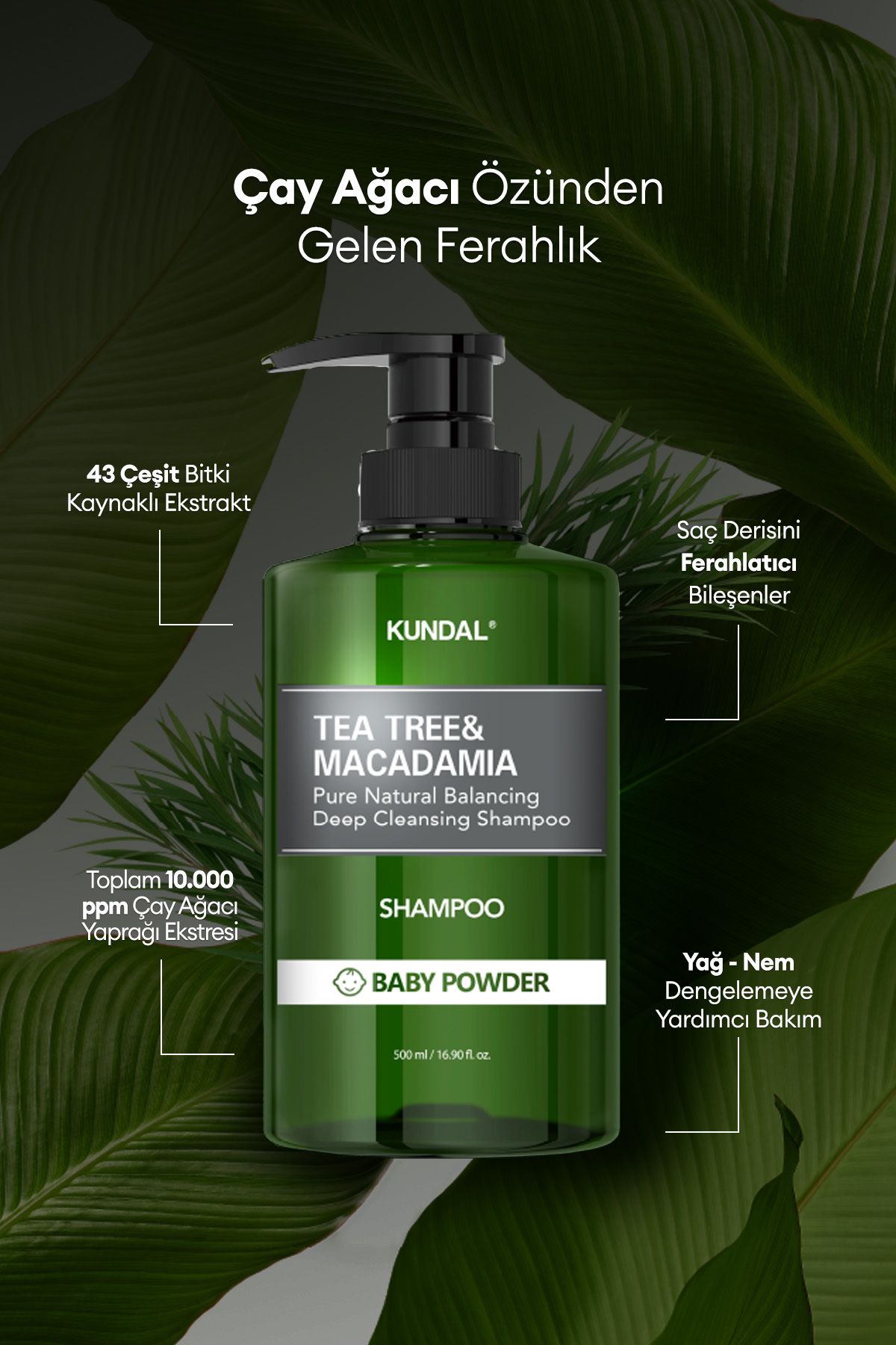 Sorunlu Saç Derisine Özel Şampuan Tea Tree & Macadamia Deep Cleansing Shampoo (BABY POWDER)