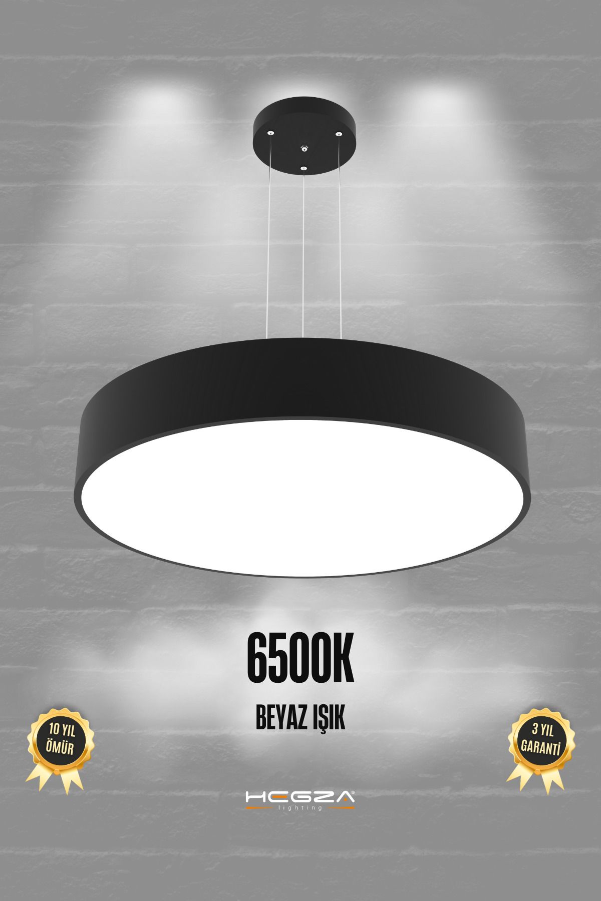 Hegza Lighting Drum 60cm (Siyah Kasa, Beyaz I...