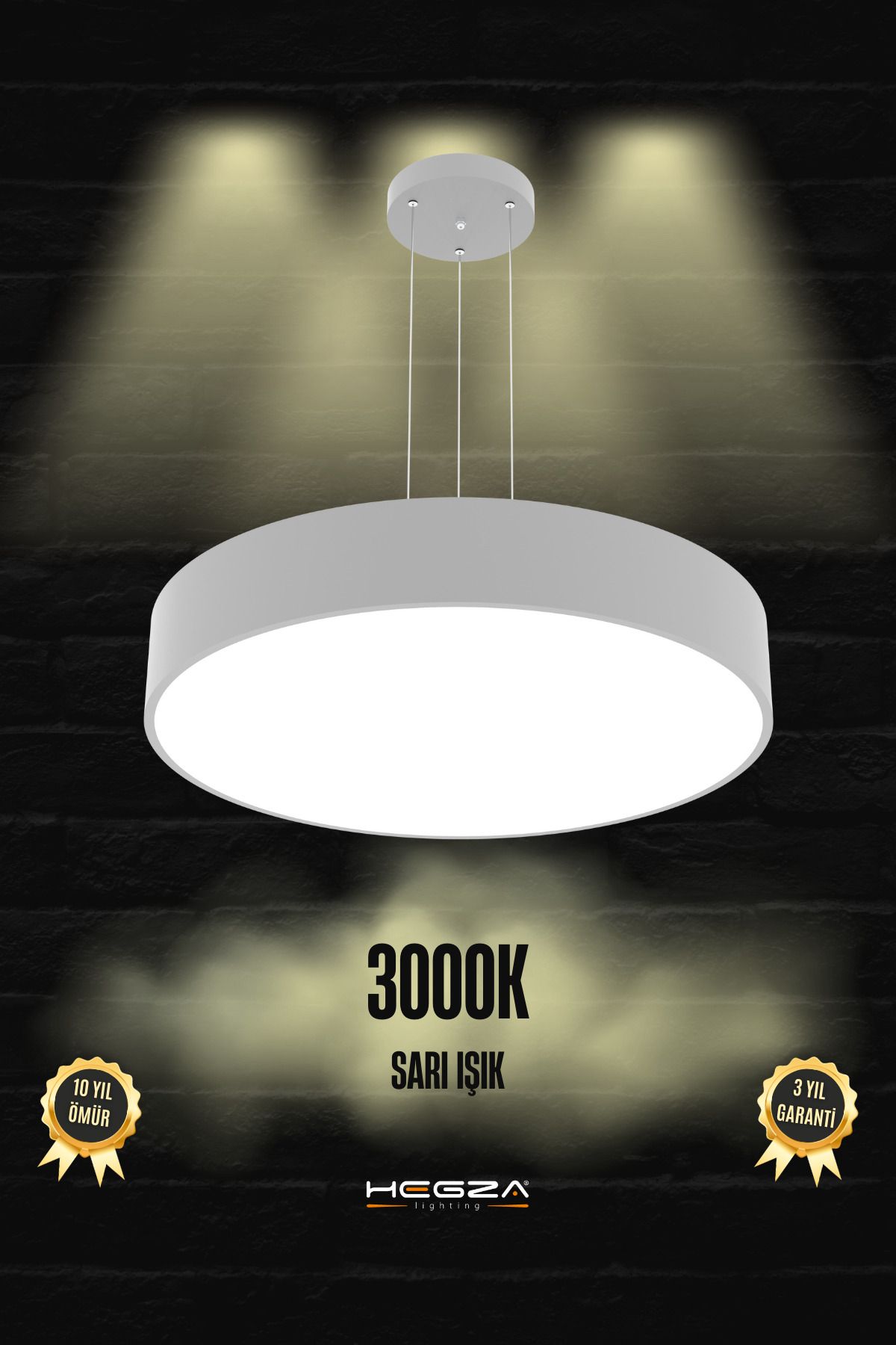 Hegza Lighting Drum 60cm (Gri Kasa, Sarı Işık...