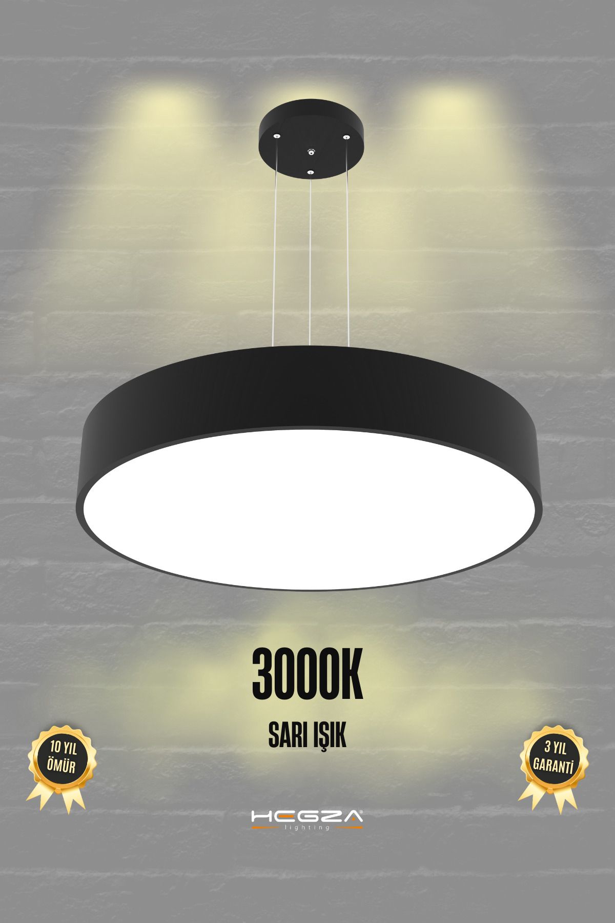 Hegza Lighting Drum 60cm (Siyah Kasa, Sarı Iş...