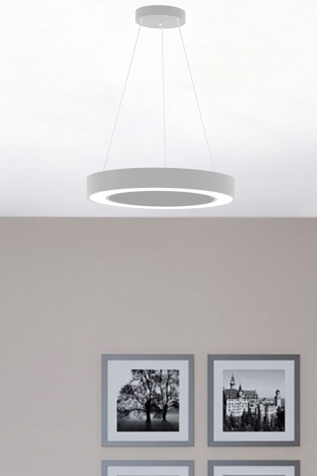 Anello ( Gri Kasa, Beyaz Işık ) Ledli Modern Led Avize, Salon, Mutfak, Antre, Halka, Masa, Sarkıt