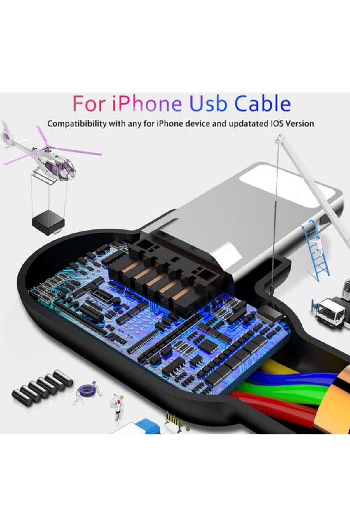 İphone Şarj Ve Data Kablosu Ledli 2a 1,8m Ca-4673