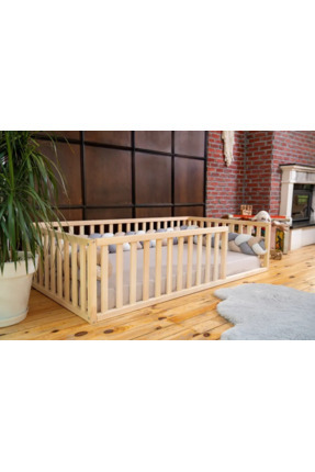 Montessori Bebek Ve Çocuk Karyolası Doğal Ahşap Yatak 90x190 Ayaksız Image 0