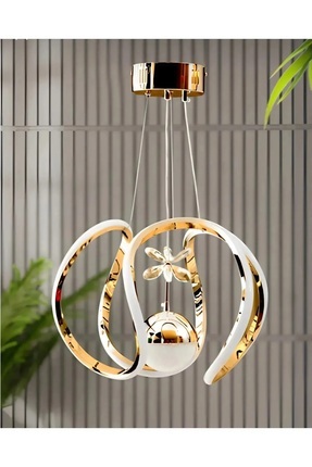Damla Tek Toplu Taçlı Ledli Gold 3 Renk Ledli - Led Avize Aydınlatma Image 0