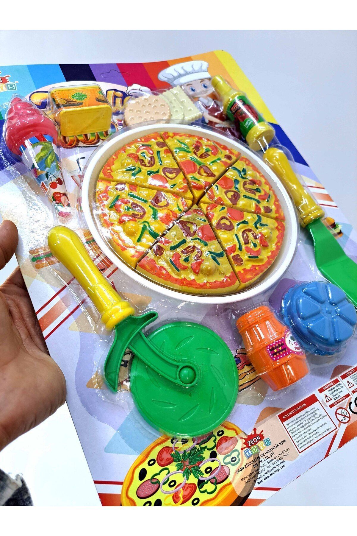 Pizza Set 17 parça Tepsili kesici spatula 6 dilim pizza tuz bisküvi 44x31cm Mutfak Aşçılık Oyuncak