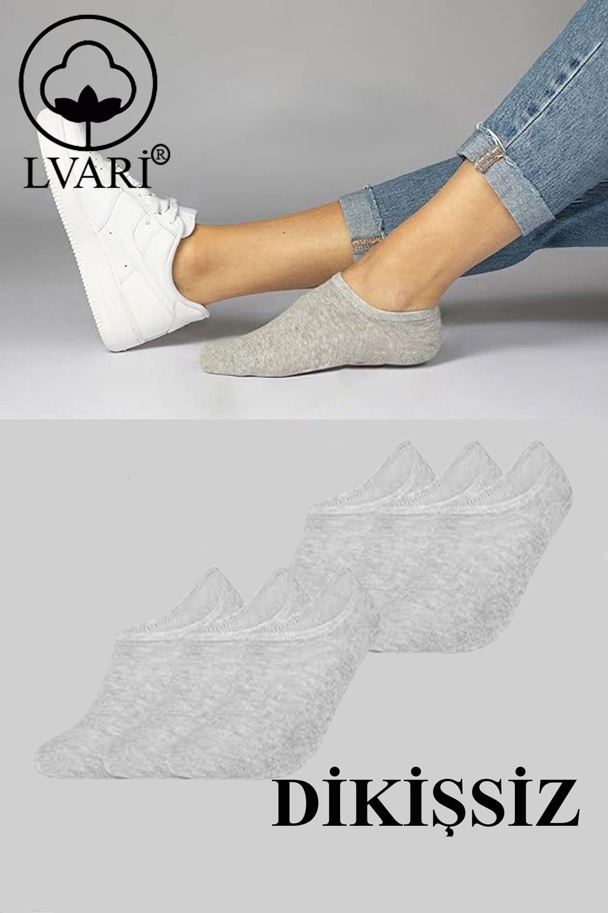 Lvari Unisex 6 Çift PamukluDikişsiz Görünmez...