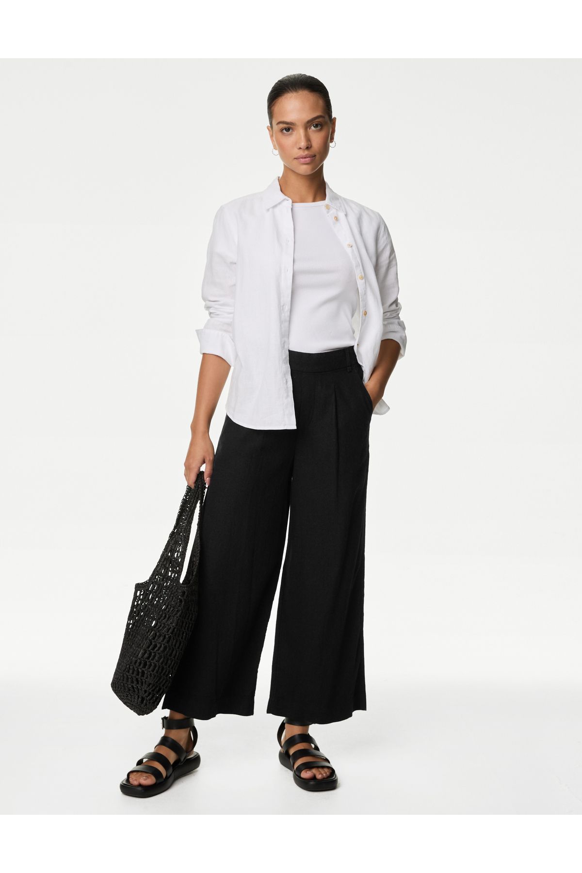 Marks & Spencer Wide LegKeten Crop Pantolon