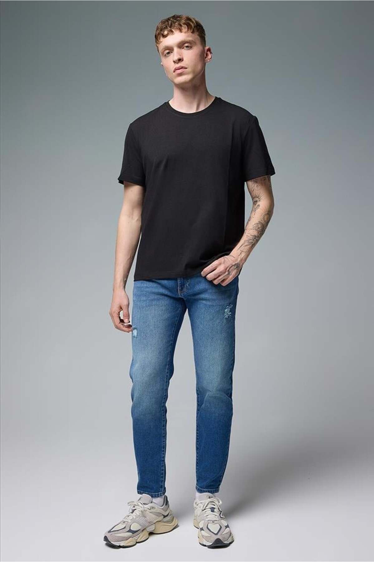 Erkek Smith Dark Blue Tapered Fit Jean Pantolon