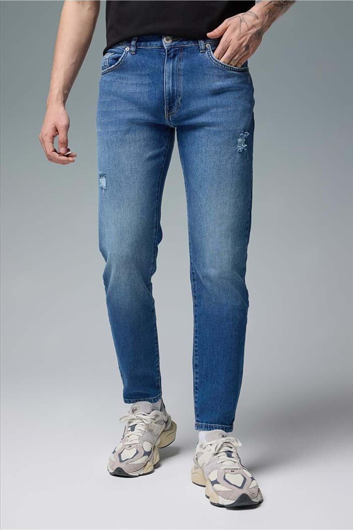 Erkek Smith Dark Blue Tapered Fit Jean Pantolon