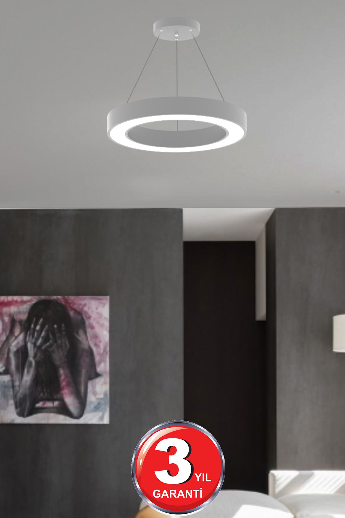 Anello (gri Kasa, Doğal Beyaz Işık ) Ledli Modern Sarkıt Led Avize Salon, Oturma Odası, Yatak Odası