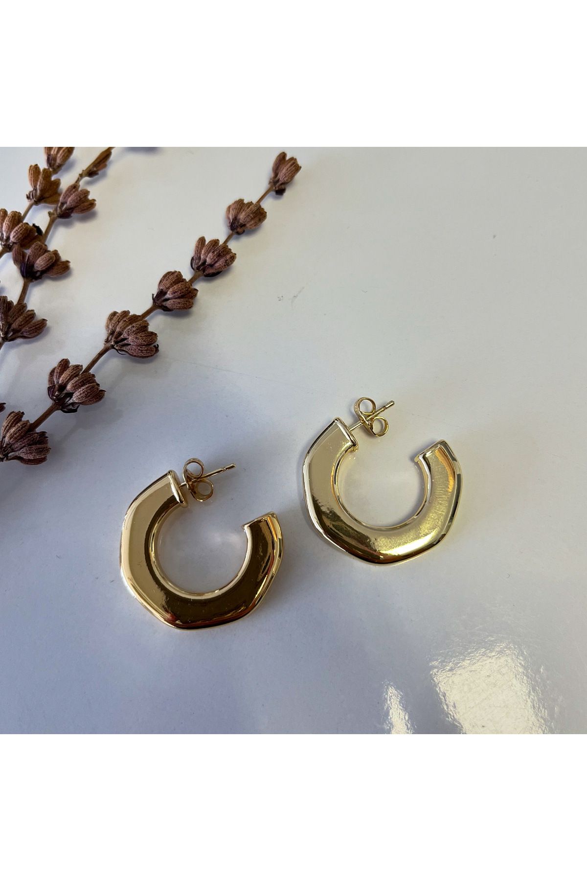 Asumbutik Gold halka kararmazçelik küpe